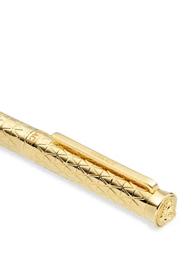 Versace Gold Plated Ball Point Pen In Gold