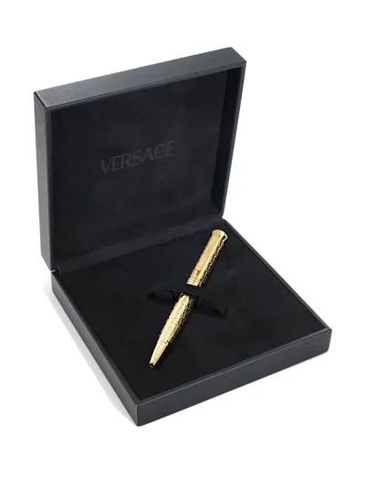 Versace Gold Plated Ball Point Pen In Gold