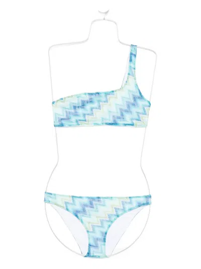 Missoni One-shoulder Bikini Set In Blue