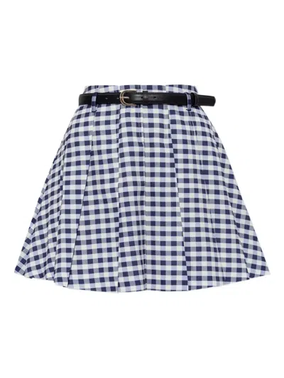 Self-portrait Check Pleated Taffeta Mini Skirt