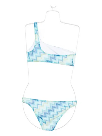 Missoni One-shoulder Bikini Set In Blue