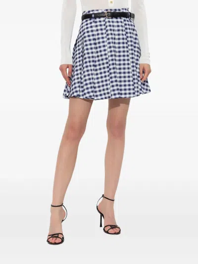 Self-portrait Check Pleated Taffeta Mini Skirt