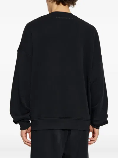 Emporio Armani Fig-print Crew-neck Sweatshirt In Black