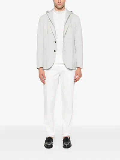 Eleventy Hooded Single-breasted Blazer In Gray