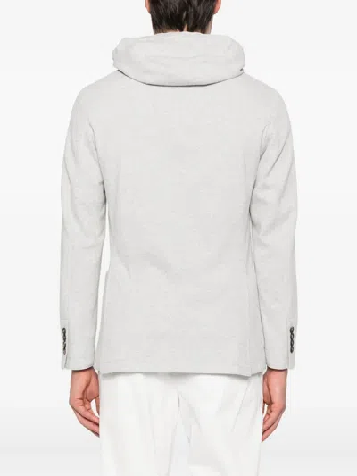 Eleventy Hooded Single-breasted Blazer In Gray