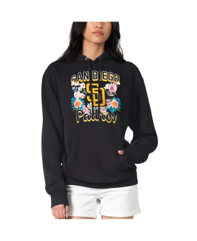G-iii 4her By Carl Banks Women'sâ Black San Diego Padres Flowers Graphic Pullover Hoodie In Black