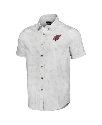 Fanatics Men's White Arizona Cardinals Woven Short Sleeve Button Up Shirt In Gray