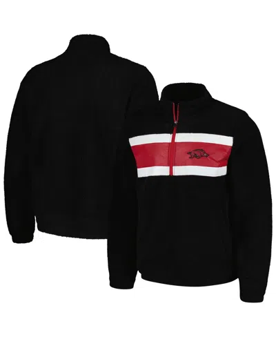 G-iii Sports By Carl Banks Men's Black Arkansas Razorbacks Pinch Runner Half-zip Sweatshirt In Black