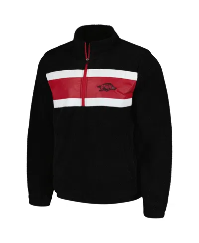 G-iii Sports By Carl Banks Men's Black Arkansas Razorbacks Pinch Runner Half-zip Sweatshirt In Black