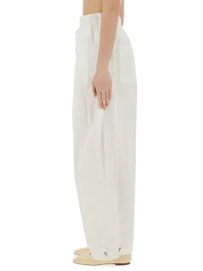 Jil Sander Elasticated Waistband Pleated Trousers In White