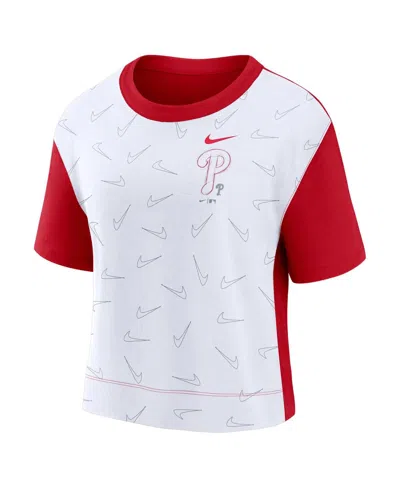 Nike Women's Red/white Philadelphia Phillies Line Up High Hip Fashion T-shirt In Red