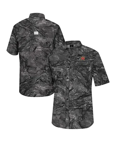 Colosseum Men's Charcoal Maryland Terrapins Realtree Aspect Charter Full-button Fishing Shirt