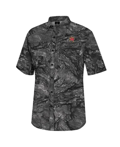 Colosseum Men's Charcoal Maryland Terrapins Realtree Aspect Charter Full-button Fishing Shirt