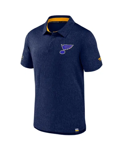 Fanatics Men's Navy St. Louis Blues Authentic Pro Jacquard Polo Shirt In Blue