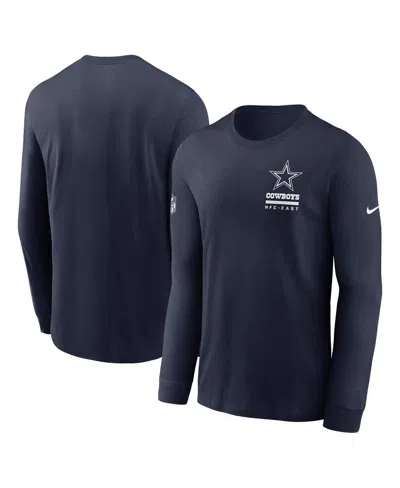 Nike Men's Navy Dallas Cowboys Sideline Performance Long Sleeve T-shirt In Blue