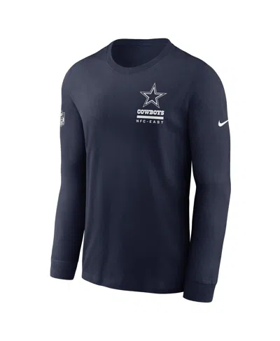 Nike Men's Navy Dallas Cowboys Sideline Performance Long Sleeve T-shirt In Blue