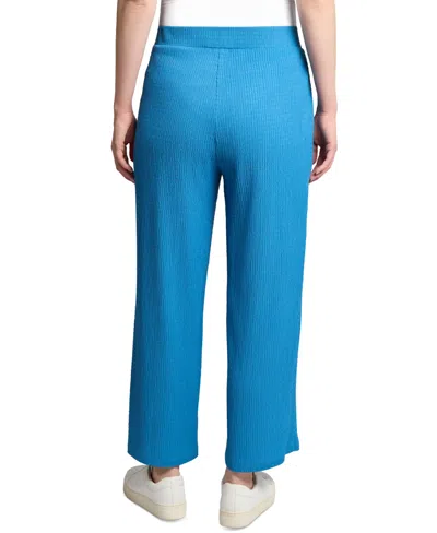 Jones New York Petite Textured Pull-on Wide-leg Pants In Blue