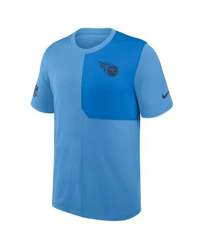Nike Men's Light Blue Tennessee Titans Sideline Uv Performance Coach T-shirt In Blue