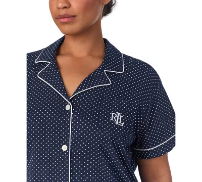 Ralph Lauren Plus Size Short-sleeve Notch-collar Bermuda Pajama Set In Blue