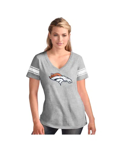 G-iii 4her By Carl Banks Women'sâ Heather Gray Denver Broncos First Pick Distressed V-neck T-shirt In Gray