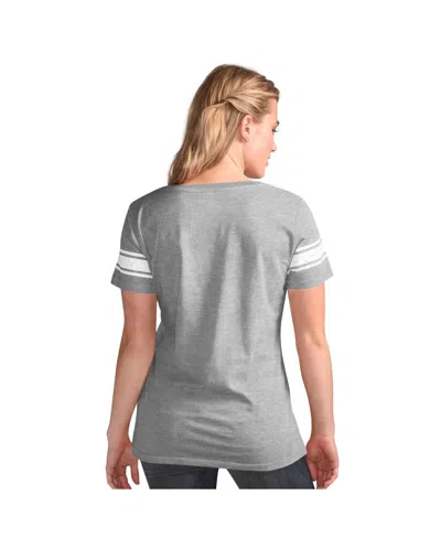 G-iii 4her By Carl Banks Women'sâ Heather Gray Denver Broncos First Pick Distressed V-neck T-shirt In Gray
