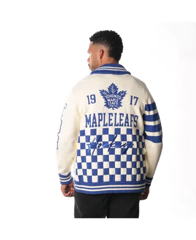 The Wild Collective Men's And Women's Cream Toronto Maple Leaf's Jacquard Full-zip Sweater In Neutral