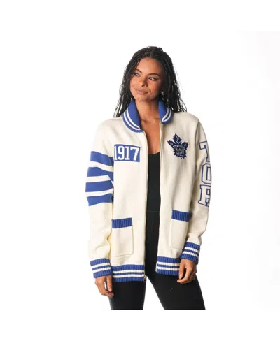 The Wild Collective Men's And Women's Cream Toronto Maple Leaf's Jacquard Full-zip Sweater In Neutral