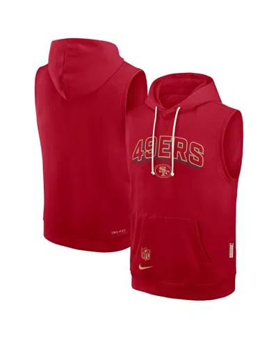 Nike Men's Scarlet San Francisco 49ers Sideline Performance Sleeveless Pullover Hoodie In Red