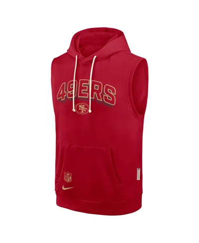 Nike Men's Scarlet San Francisco 49ers Sideline Performance Sleeveless Pullover Hoodie In Red