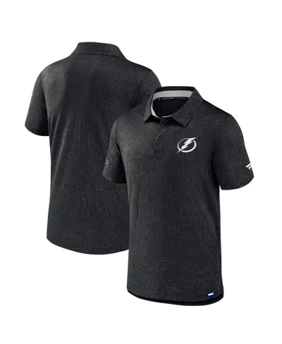 Fanatics Men's Black Tampa Bay Lightning Authentic Pro Jacquard Polo Shirt In Black