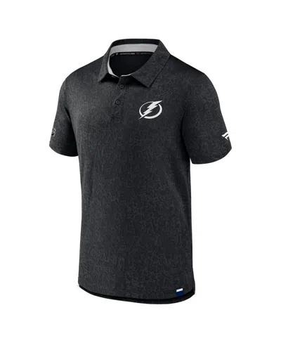 Fanatics Men's Black Tampa Bay Lightning Authentic Pro Jacquard Polo Shirt In Black