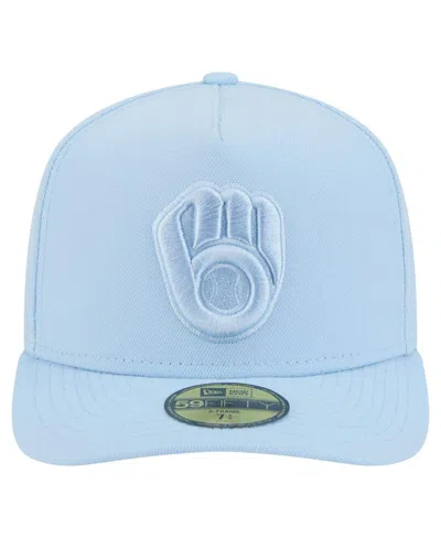 New Era Men's Light Blue Milwaukee Brewers Color Pack A-frame 59fifty Fitted Hat