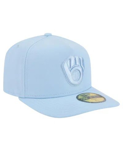 New Era Men's Light Blue Milwaukee Brewers Color Pack A-frame 59fifty Fitted Hat