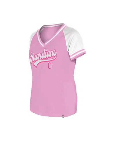New Era Women's Light Pink Cleveland Guardians Gameday V-neck T-shirt In Pink