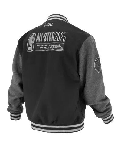 Fisll Men's And Women's Black 2025 All-star Game Full-snap Varsity Jacket In Black