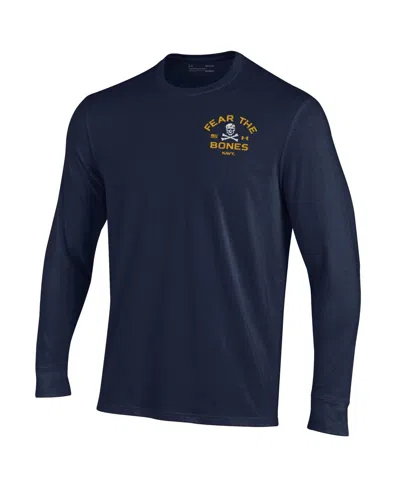 Under Armour Navy Navy Midshipmen Distressed Jolly Rogers Performance Long Sleeve T-shirt In Blue