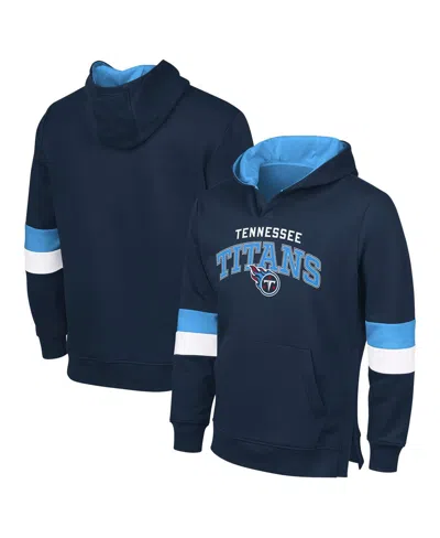 G-iii Sports By Carl Banks Navy/light Blue Tennessee Titans Adaptive Faceoff Pullover Hoodie In Blue