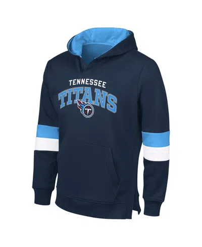 G-iii Sports By Carl Banks Navy/light Blue Tennessee Titans Adaptive Faceoff Pullover Hoodie In Blue