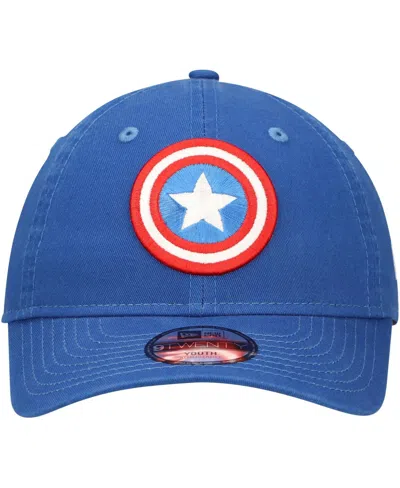 New Era Big Boys And Girls Blue Captain America 9twenty Adjustable Hat In Blue