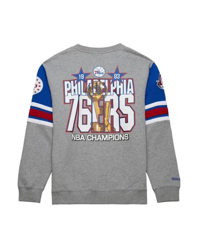 Mitchell & Ness Men's Heather Gray Philadelphia 76ers Hardwood Classics All Over 4.0 Pullover Sweatshirt In Multi