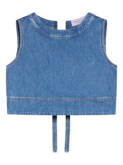 Weekend Max Mara Denim Back-tie Crop Top