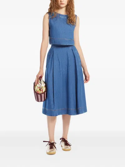 Weekend Max Mara Denim Back-tie Crop Top