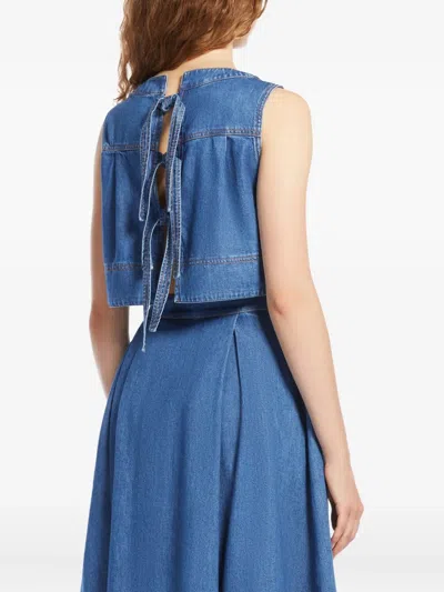 Weekend Max Mara Denim Back-tie Crop Top