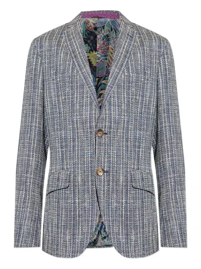 Etro Single-breasted Cotton Blazer In Gray