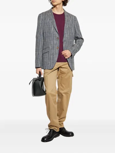 Etro Single-breasted Cotton Blazer In Gray