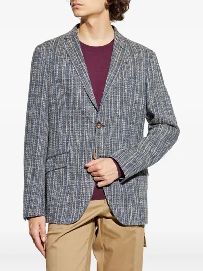 Etro Single-breasted Cotton Blazer In Gray