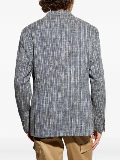 Etro Single-breasted Cotton Blazer In Gray