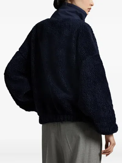 Polo Ralph Lauren Polo Bear Fleece-texture Polo Sweatshirt In Blue