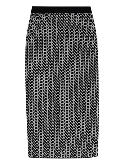 Michael Michael Kors Monogram-pattern Zip-back Skirt In Black