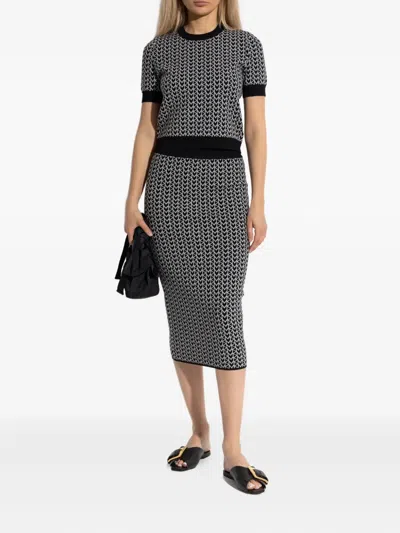 Michael Michael Kors Monogram-pattern Zip-back Skirt In Black